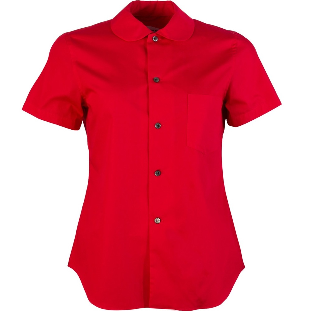 Comme Des Garçon Round Collar Red Button Down